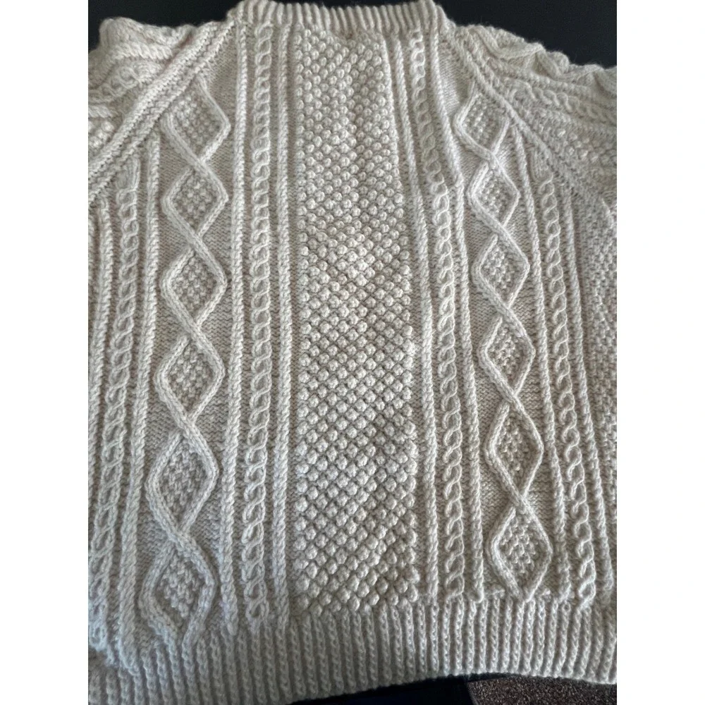Donegal Collection by Magee Aran Handknit Wool Sweater Mens XL Cream Irish Cable